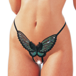 Sequined BLACK Butterfly G-String Crotchless