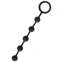 9 Inch Choke Anal Beads with Silver Plating Ring Black