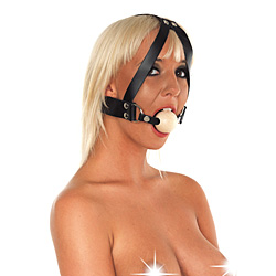Leather Gag with Wooden Ball and Headstrap